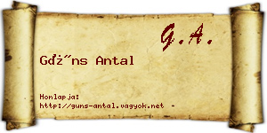 Güns Antal névjegykártya